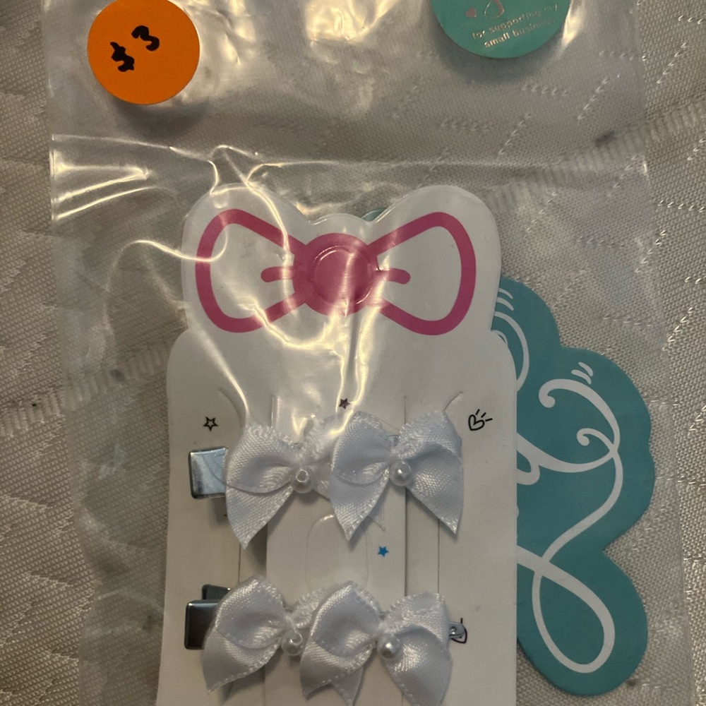 Cute White Bow Hair Clips